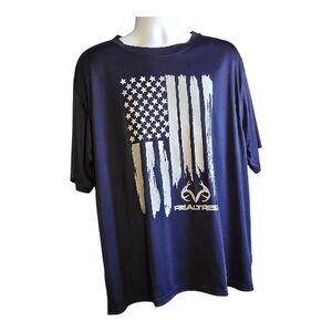 Realtree XXL Men’s Performance T-Shirt American Flag Graphic Navy NWT Hunting